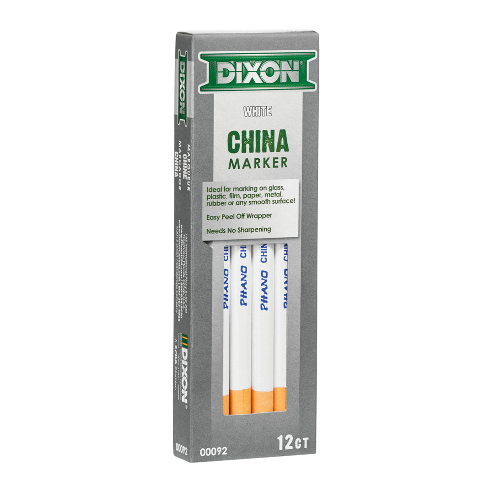 Dixon China Markers - White - 12 Pack