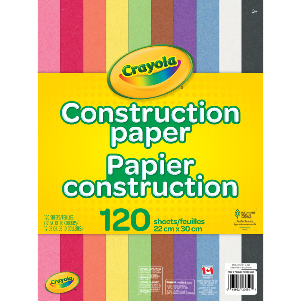 Papier de construction Crayola - 10 couleurs - 120 feuilles