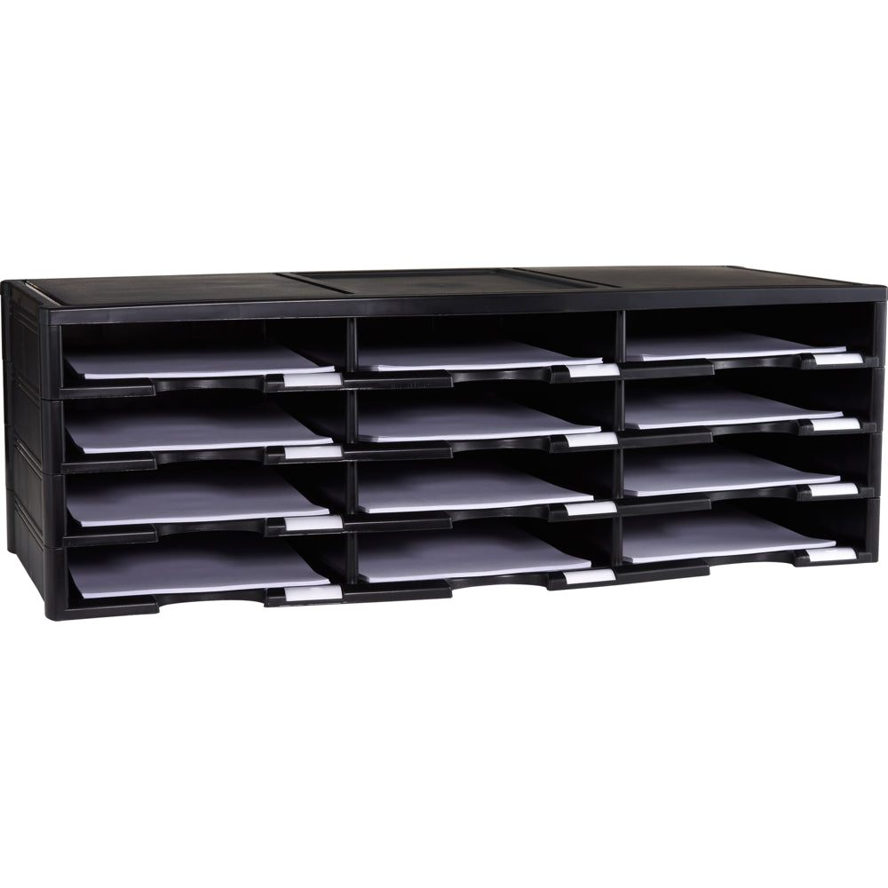 Storex 12-Compartment Literature Organizer - Black