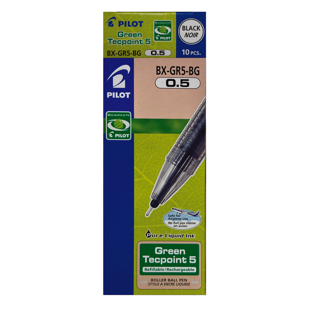 Stylo Pilot GreenTecpoint - Pointe extra fine - 0,5 mm - Noir - Lot de 10