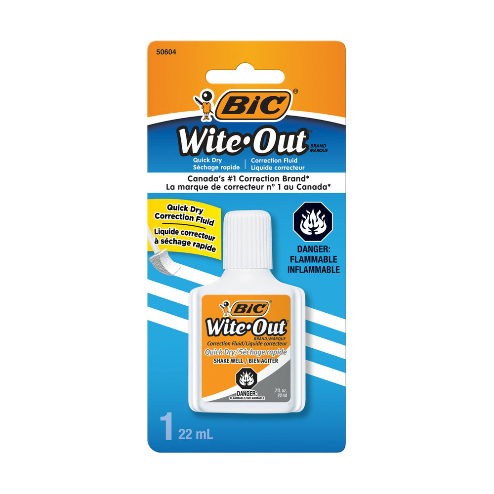 BIC Wite-Out Quik-Dry Correction Fluid - White - 22mL