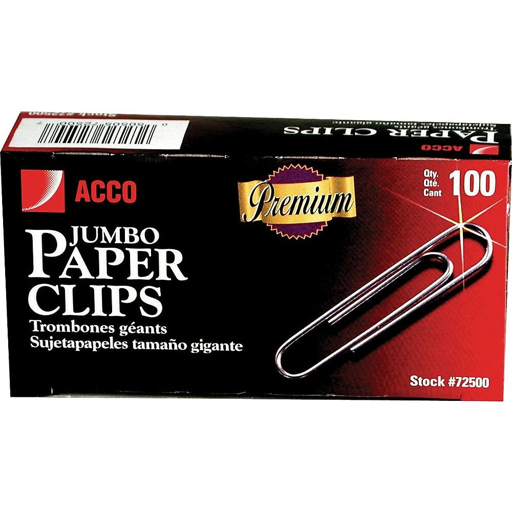 Acco Premium Quality Jumbo Paper Clips - Smooth - 100 Pack