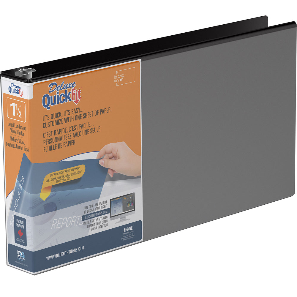 Classeur à anneaux ronds Davis Group QuickFit 1,5 po à 3 anneaux - Noir