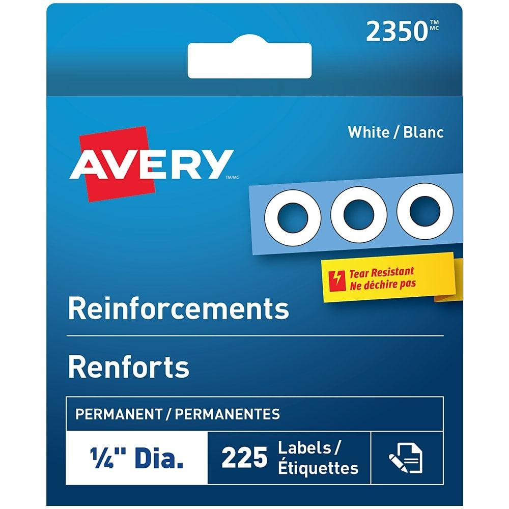 Avery White Permanent Reinforcement Labels - 1/4" Dia.