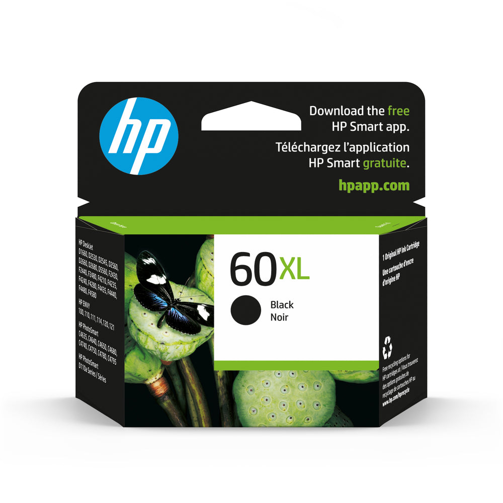 Cartouche d'encre noire HP 60XL haute capacité d'origine (CC641WN)