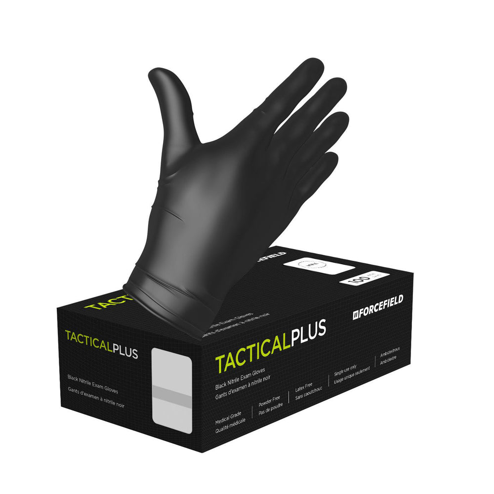 Gants Forcefield Tactical PLUS en nitrile sans poudre – Noir – 2XL – Paquet de 100