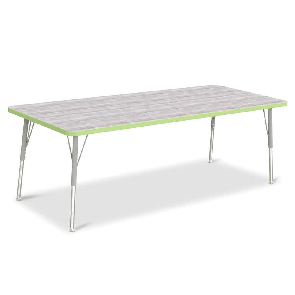 Jonti-Craft Berries Rectangle Activity Table - 30" x 72" - 24-31"H - Driftwood Grey/Key Lime