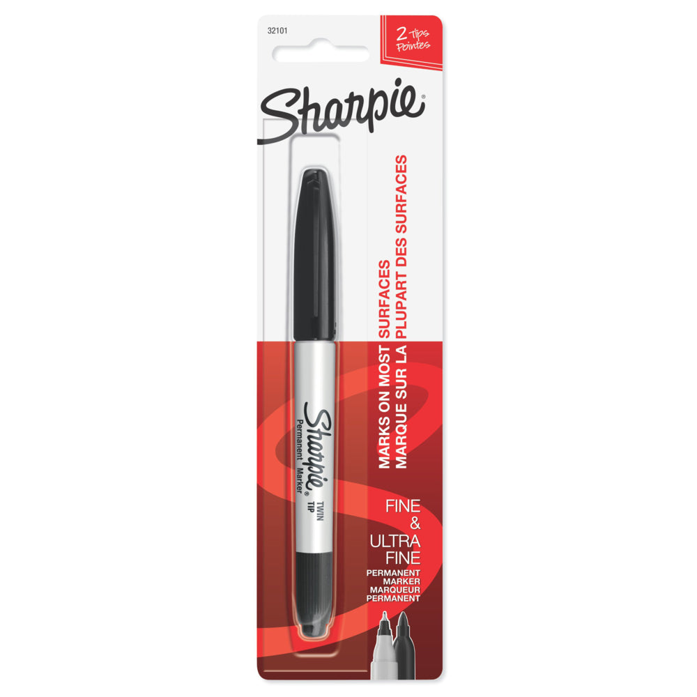 Marqueurs permanents Paper Mate Sharpie à double pointe - Pointes fine et ultra fine - Noir