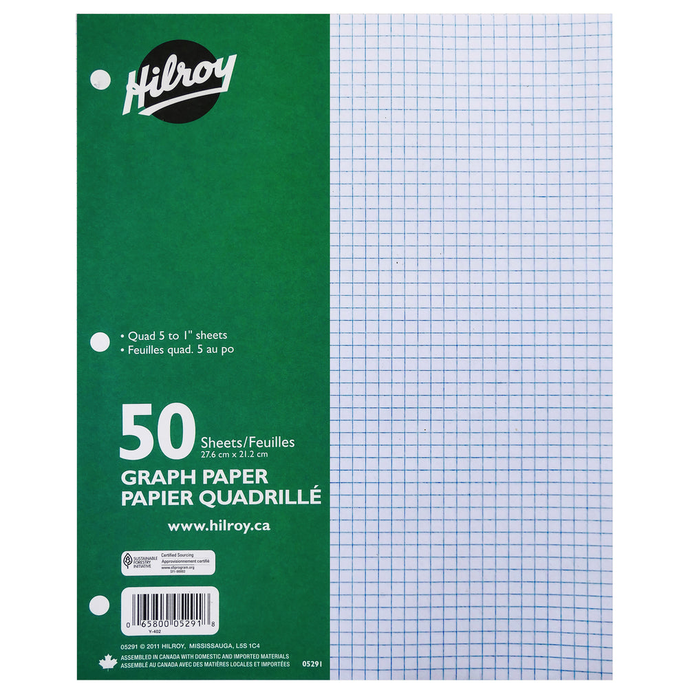 Recharges de papier millimétré Hilroy - Quadrillé - Blanc - Paquet de 50