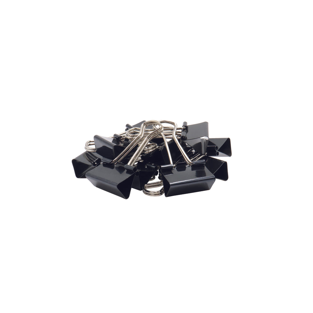 Westcott Black Foldback Clips - 1" (25mm) - 12 Pack