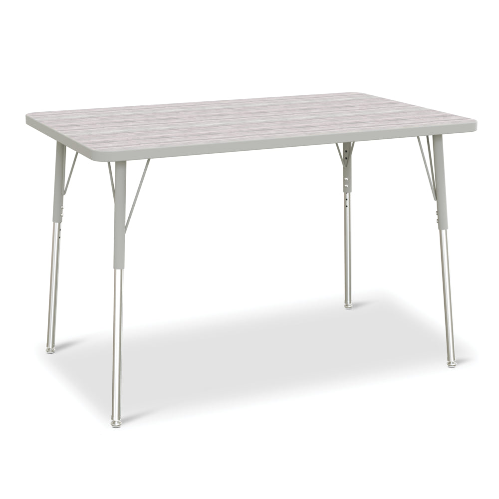 Table d'activités rectangulaire Jonti-Craft Berries - 30" x 48" - 24-31"H - Gris bois flotté/gris