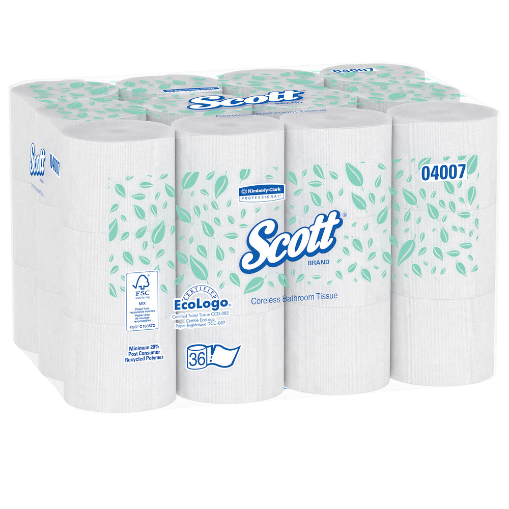 Scott Essential Coreless Toilet Paper - 2-Ply - 36 Rolls Per Case - 1000 Sheets Per Roll
