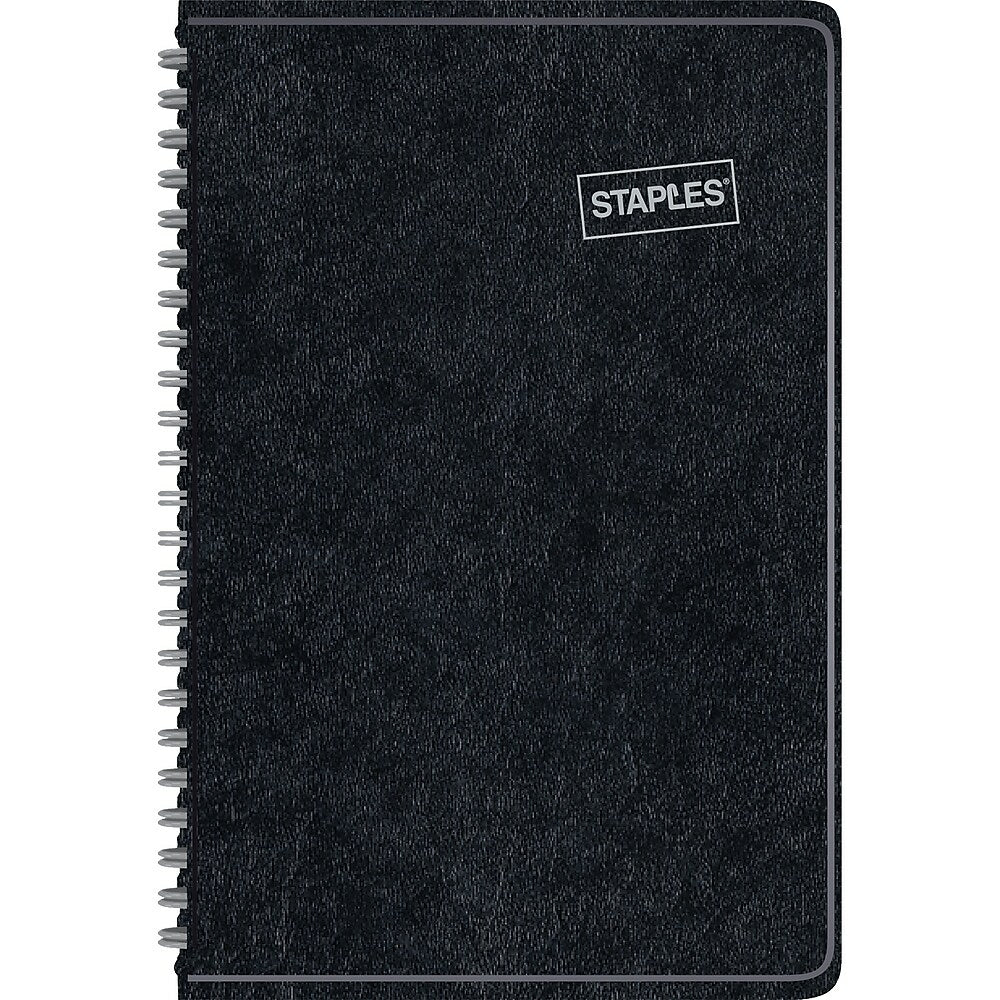 Agenda hebdomadaire Staples non daté à spirales - Noir - 8" x 11" - Bilingue