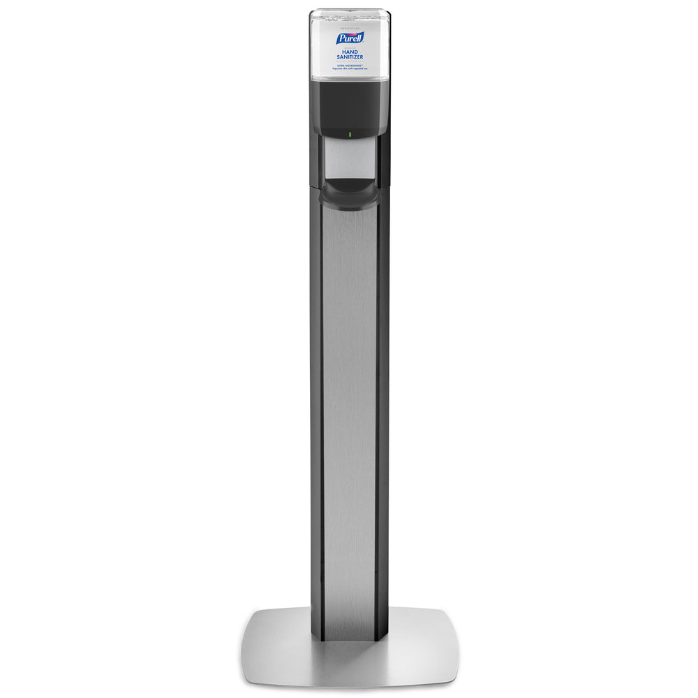 Support de sol pour panneau Purell Messenger ES6 avec distributeur - Argent