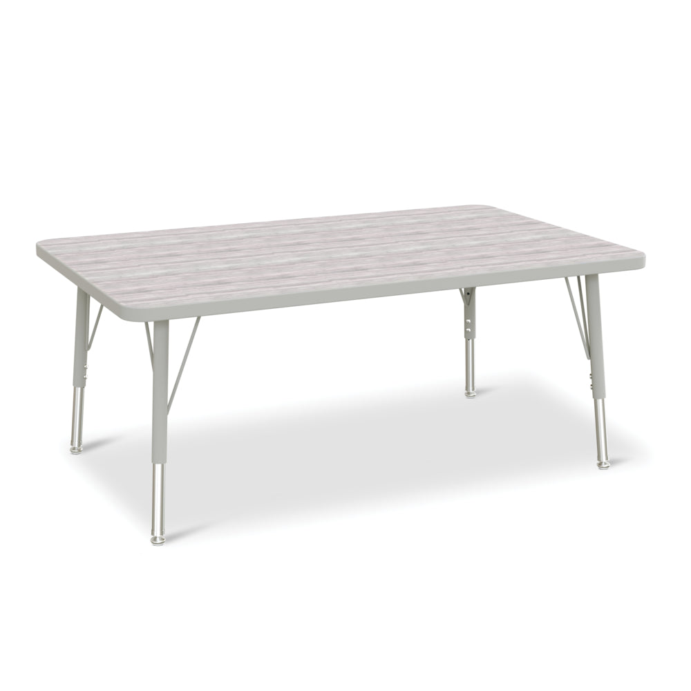 Table d'activités rectangulaire Jonti-Craft Berries - 30" x 48" - 15-24"H - Gris bois flotté/gris