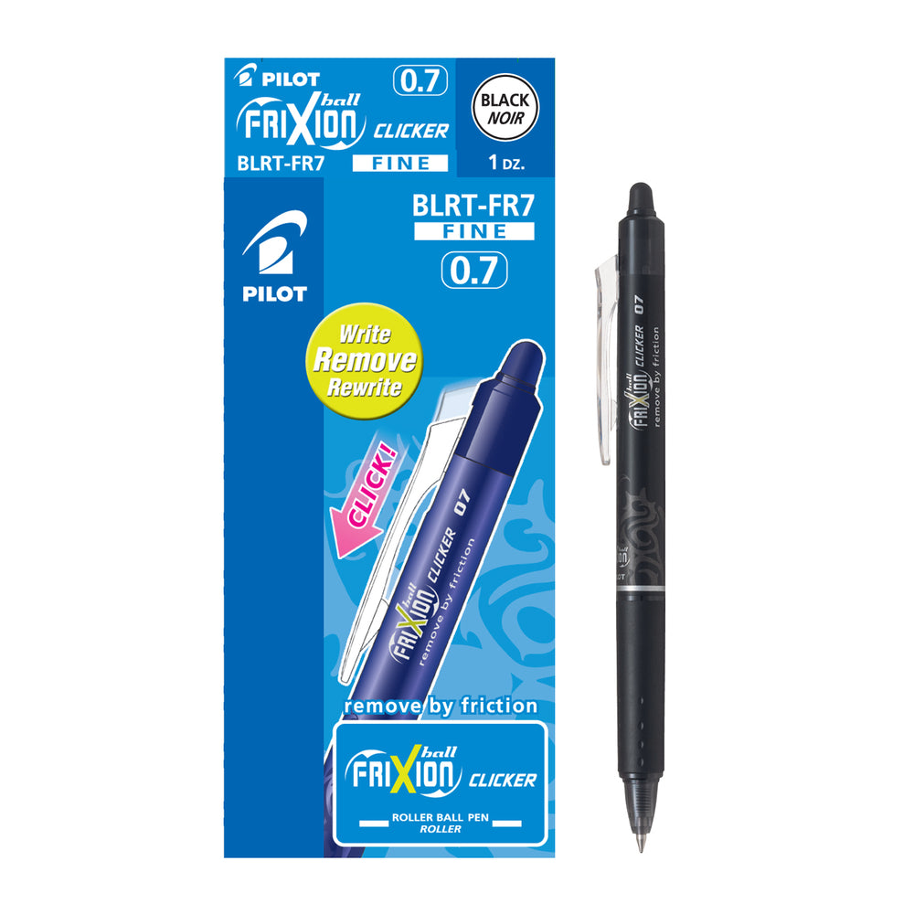 Pilot Frixion Clicker Retractable Erasable Gel Pens, 0.7mm, Black, 12 Pack