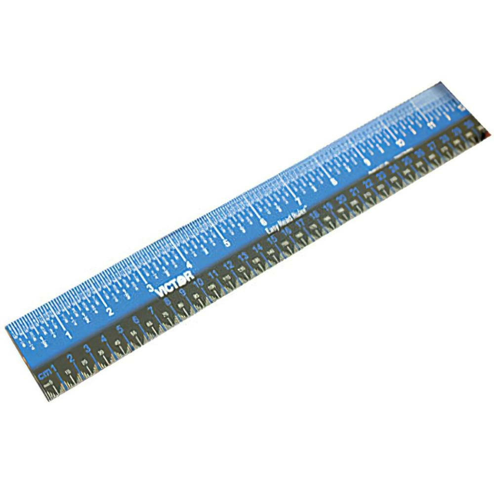 Victor Easy Read Ruler 12' - Plastic - Black/Blue