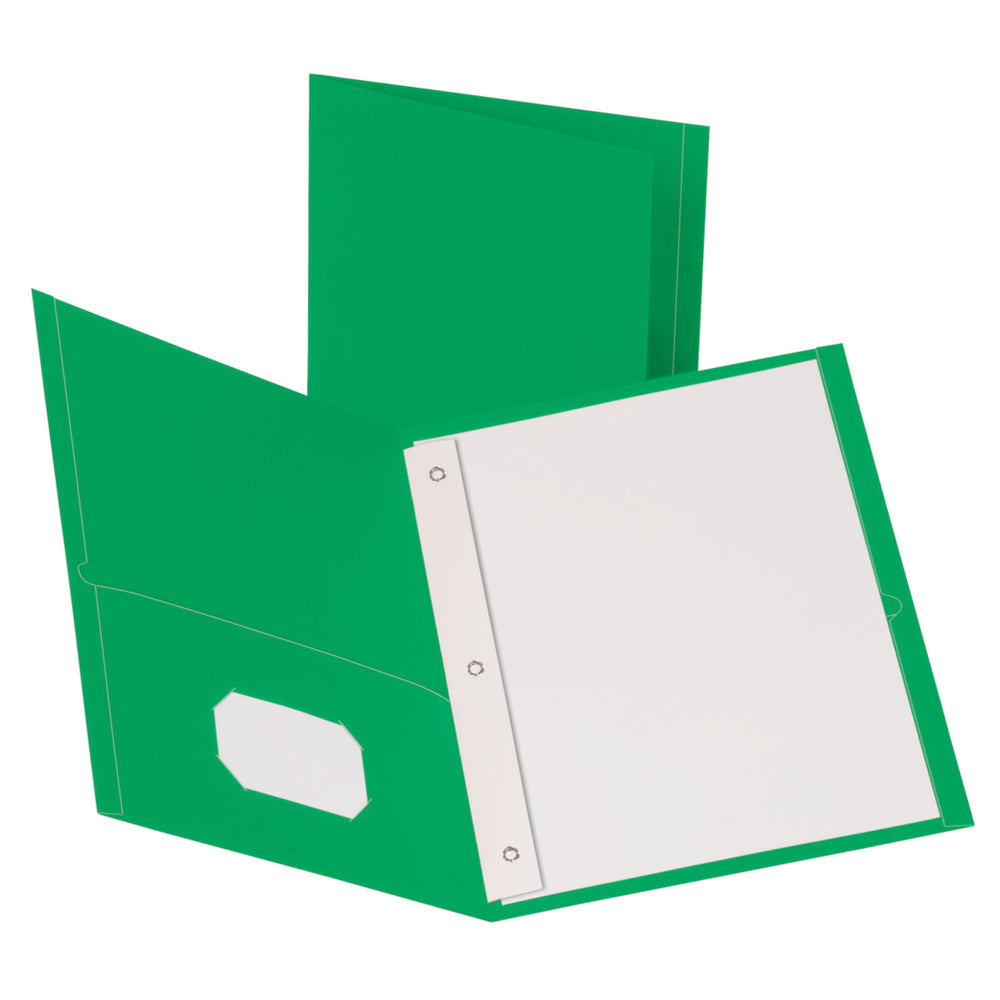 Oxford Twin Pocket Portfolio with Three Tang Fasteners - Letter Size - Green
