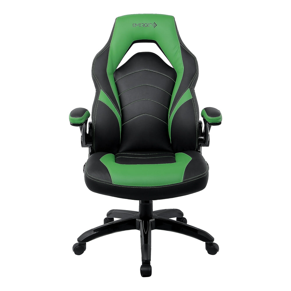 Chaise de jeu Staples Emerge Vortex en cuir reconstitué, noir et vert