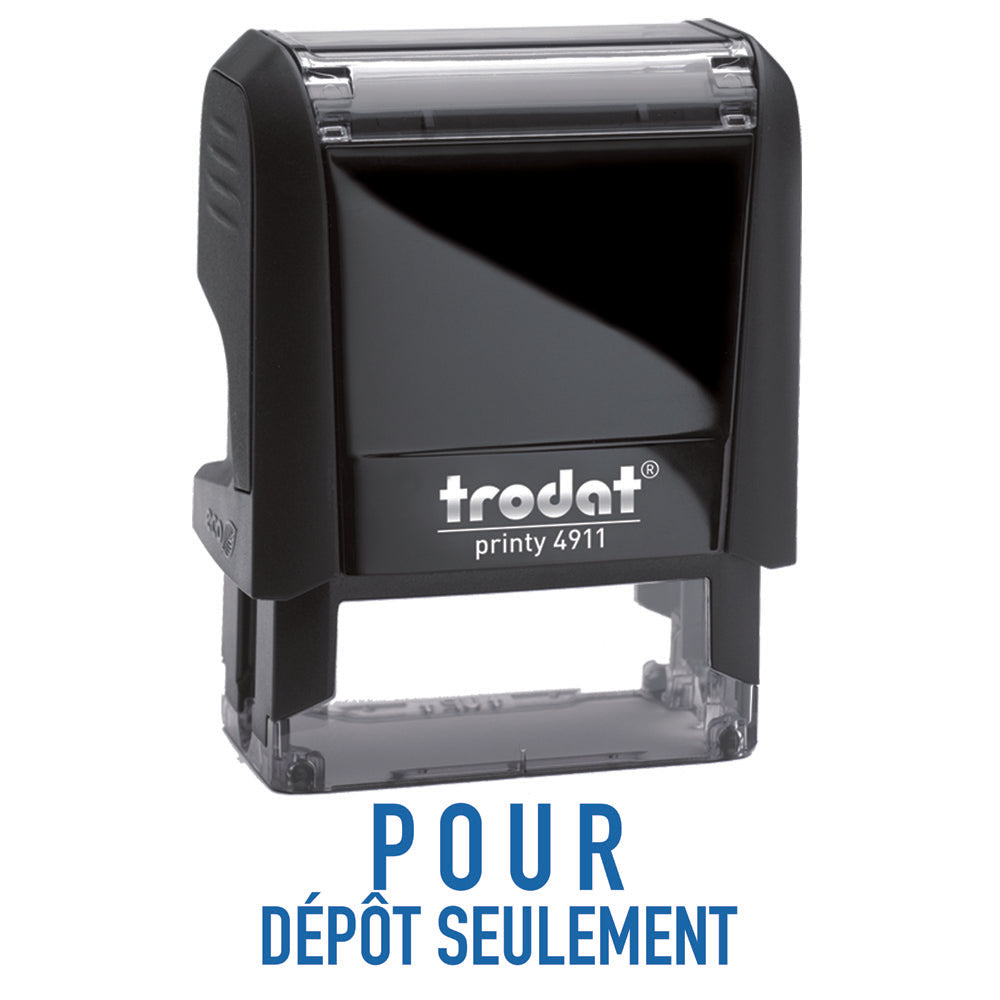 Trodat Printy "POUR DEPOT SEULEMENT" Blue Ink Self-Inking Stamp 4911