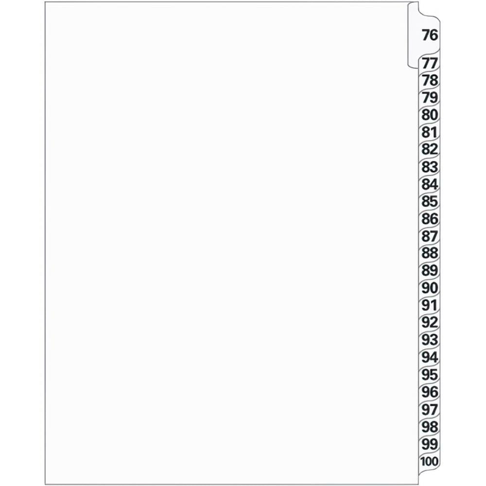 Supreme Litigation Tabs 25th Cut Numeric Set 11" White #76-100