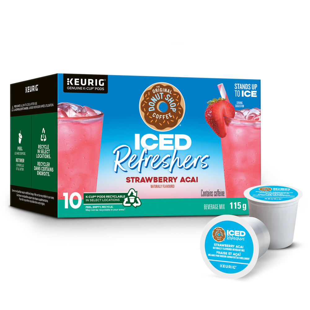 Capsules K-Cup Donut Shop Iced Refreshers - Fraise Açaï - Paquet de 10