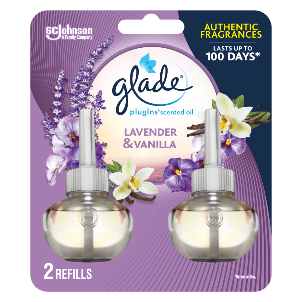 Recharge d'huile parfumée Glade Plug-ins - Lavande - Vanille - Lot de 2