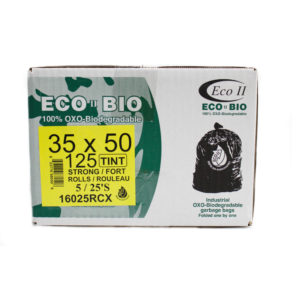 Eco II Industrial Garbage Bags - 35" x 50" - Strong - Clear - 25 Bags/Roll - 5 Pack