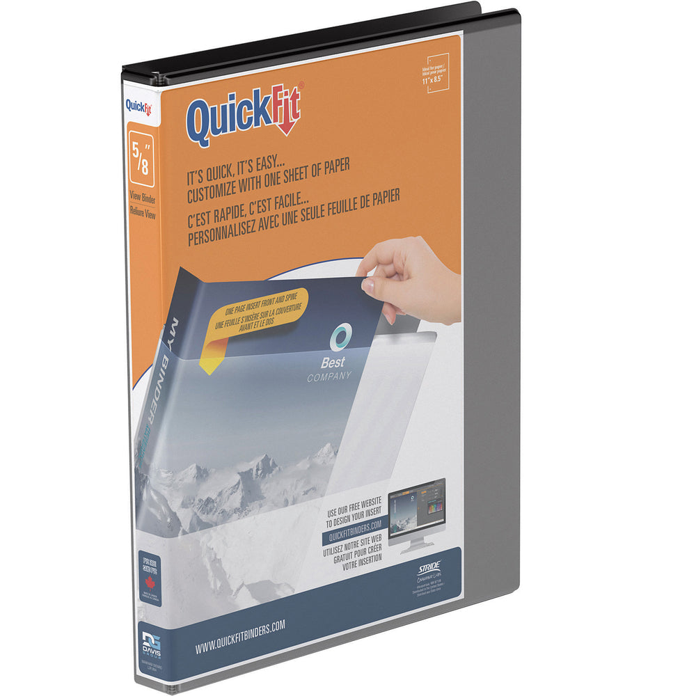 Classeur Davis Group QuickFit View - 5/8" - 3 anneaux - Format lettre - Noir