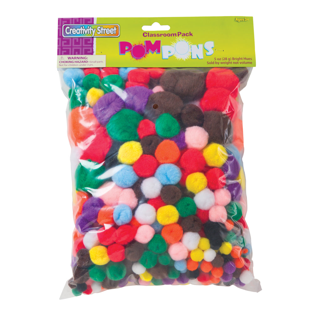 Pack de pompons Creativity Street pour salle de classe, couleurs et tailles assorties, 0,5" à 1,5", 5 oz.