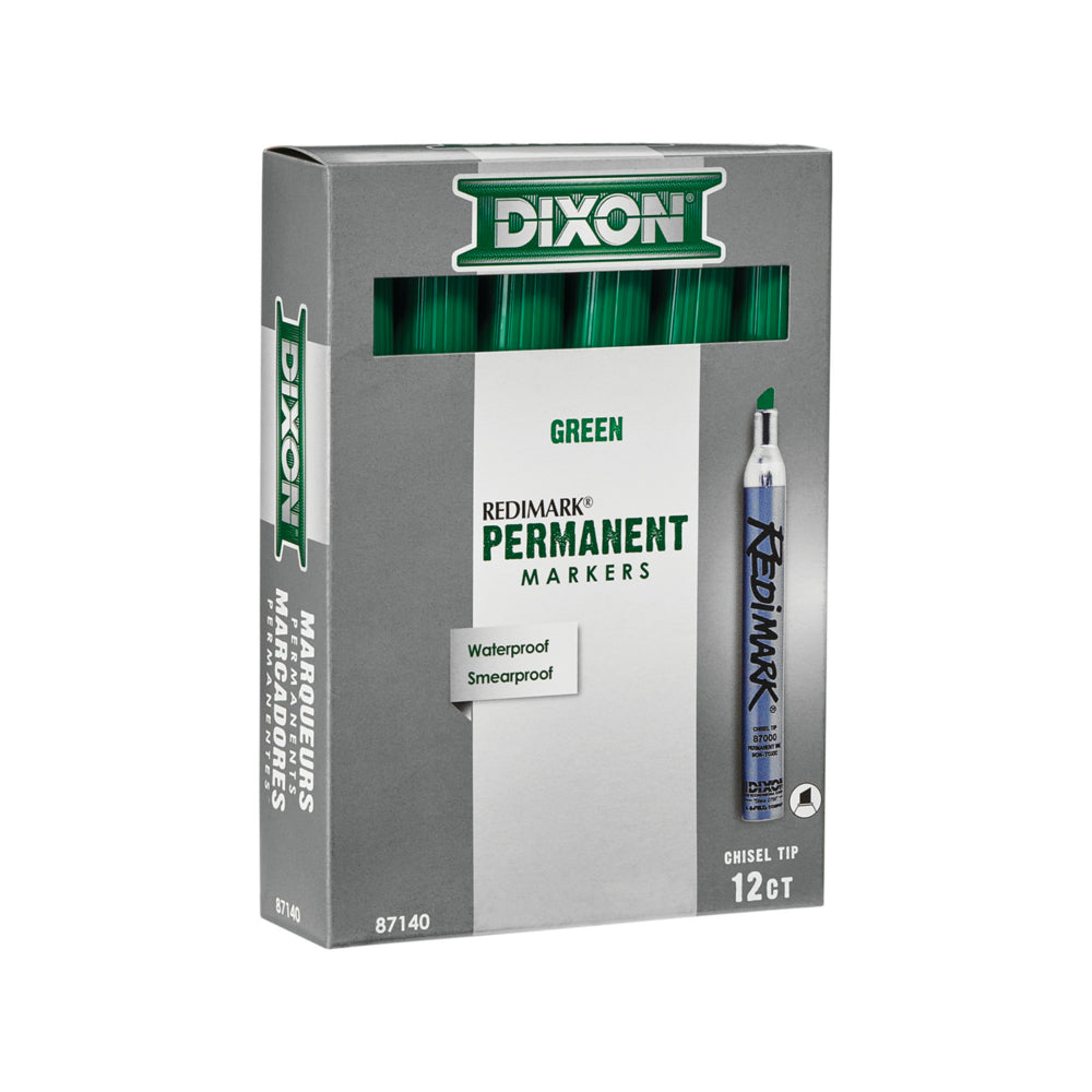 Marqueurs permanents industriels Dixon – Vert – Paquet de 12