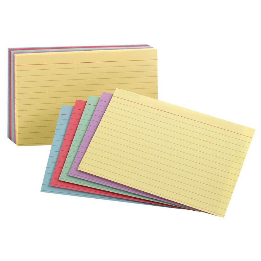 Fiches Oxford lignées 5" x 8" - Assortiment - Paquet de 100