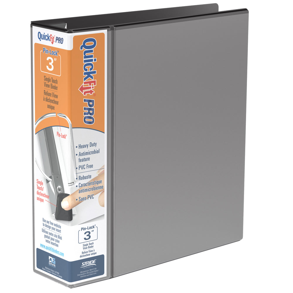 Davis Group QuickFit Pro HD Single Touch Pin-Lock 3" View Binder - Black