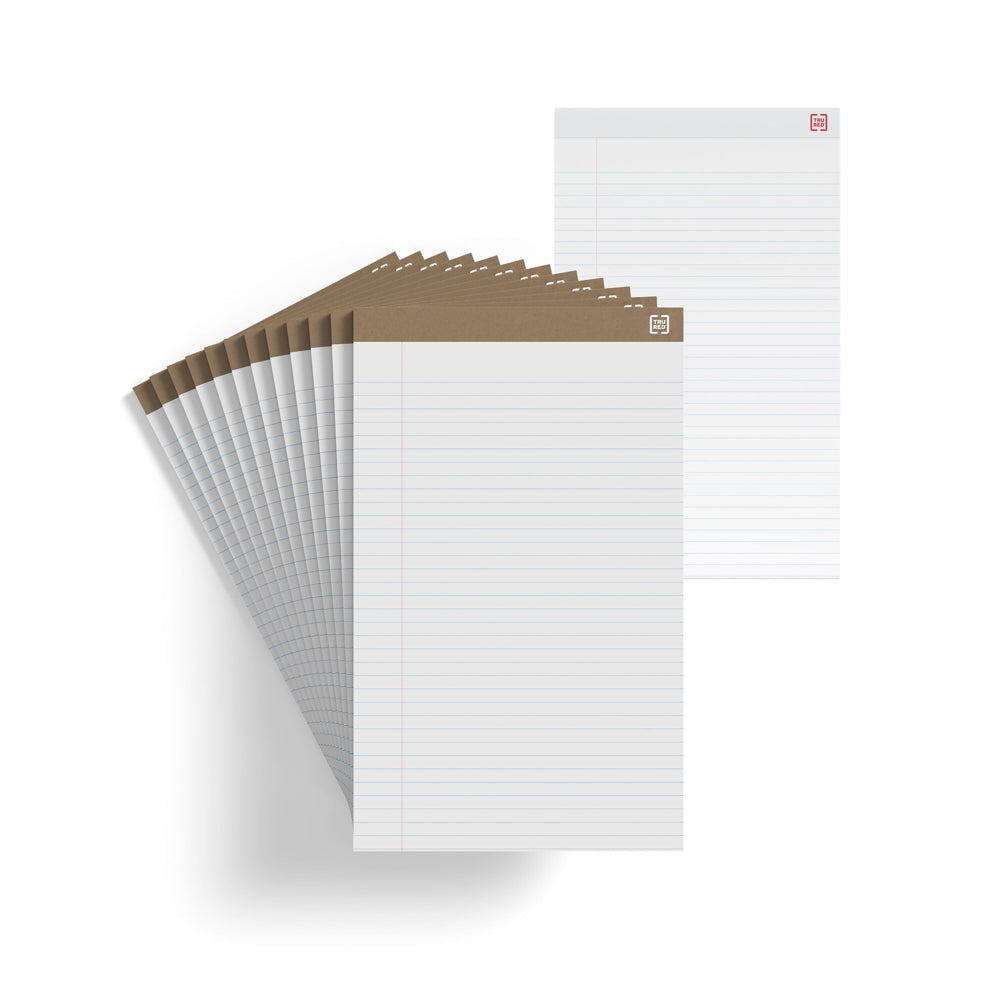 Bloc-notes à larges lignes TRU RED - 8,5" x 14" - Blanc - 50 feuilles/bloc - Paquet de 12