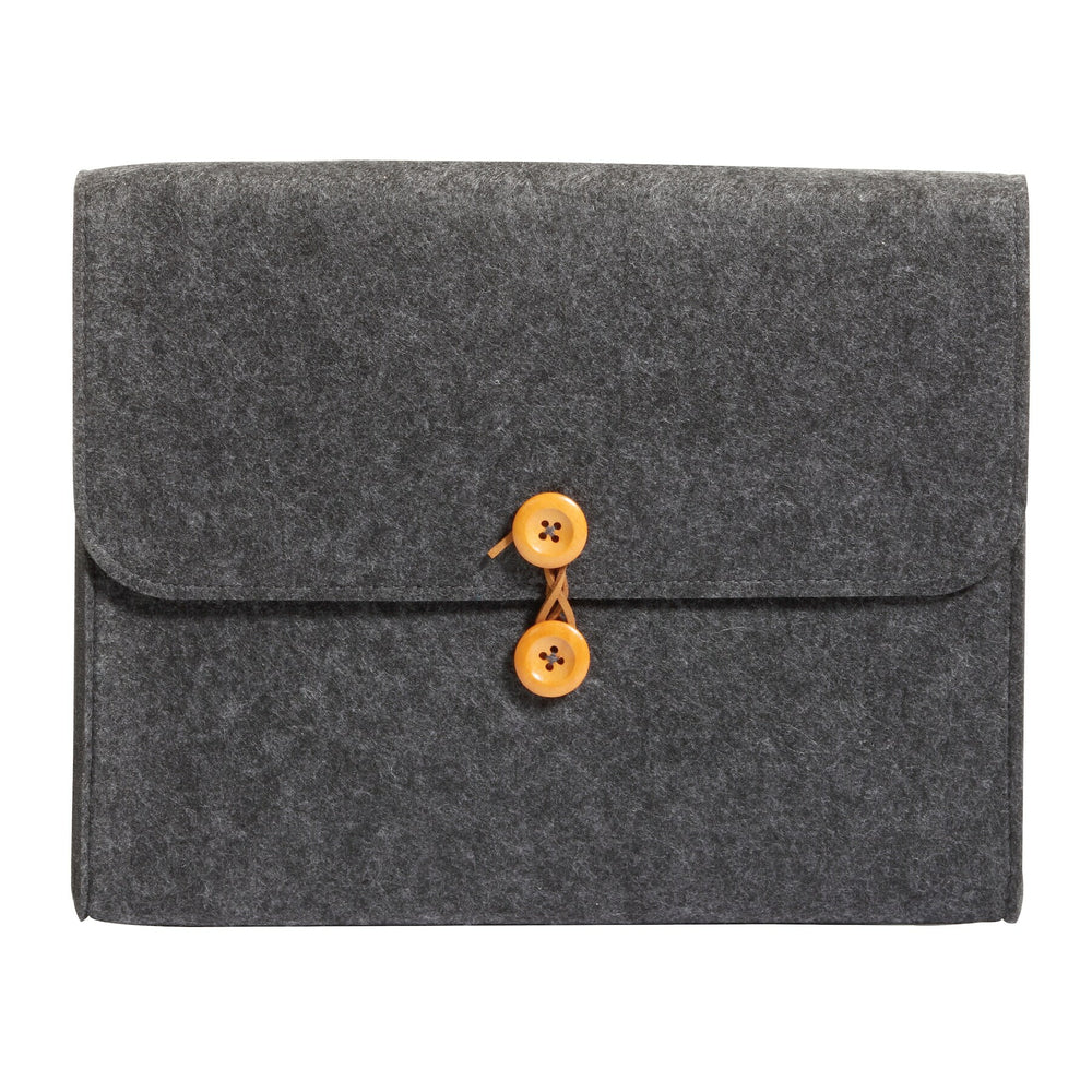 Pochette en feutre Pendaflex à cordon et bouton - 10-1/4" x 11-1/2" x 1-1/2" - Gris anthracite