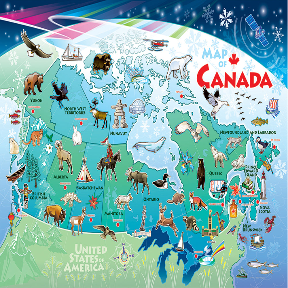 Puzzle de sol Everest 48 pièces - Carte du Canada - 36" x 24"