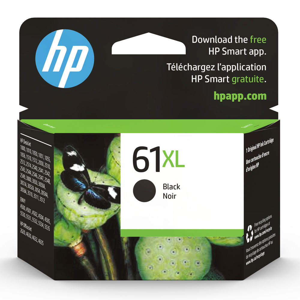 Cartouche d'encre noire HP 61XL haute capacité d'origine (CH563WN)