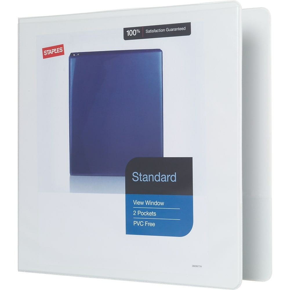 Classeur standard Staples avec anneaux en D - 2 po - Blanc