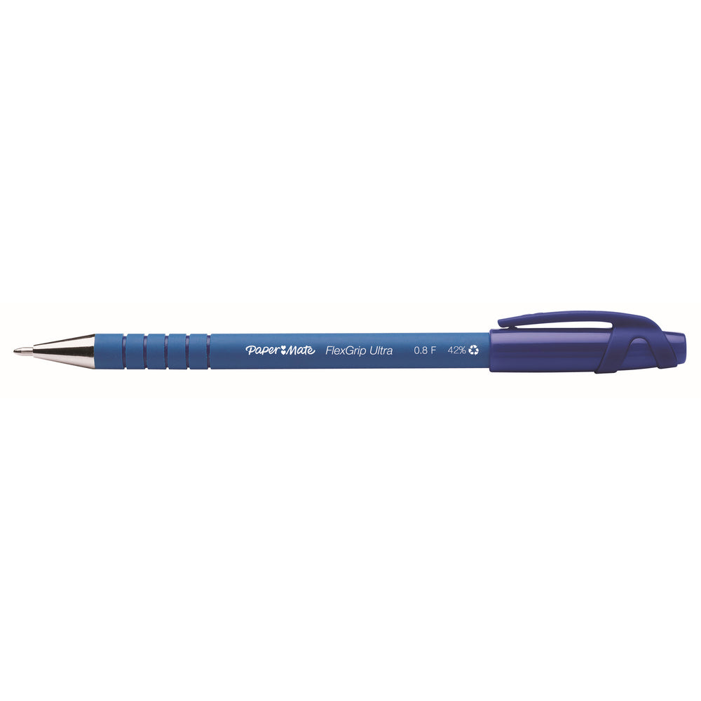 Paper Mate FlexGrip Ultra Recycled Stick Ballpoint Pen - 0.8mm - Blue Ink