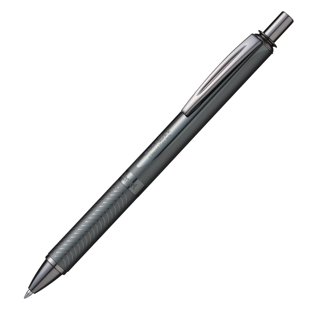 Stylo rétractable Pentel EnerGel Alloy - Pointe moyenne - 0,7 mm - Corps marron - Encre noire