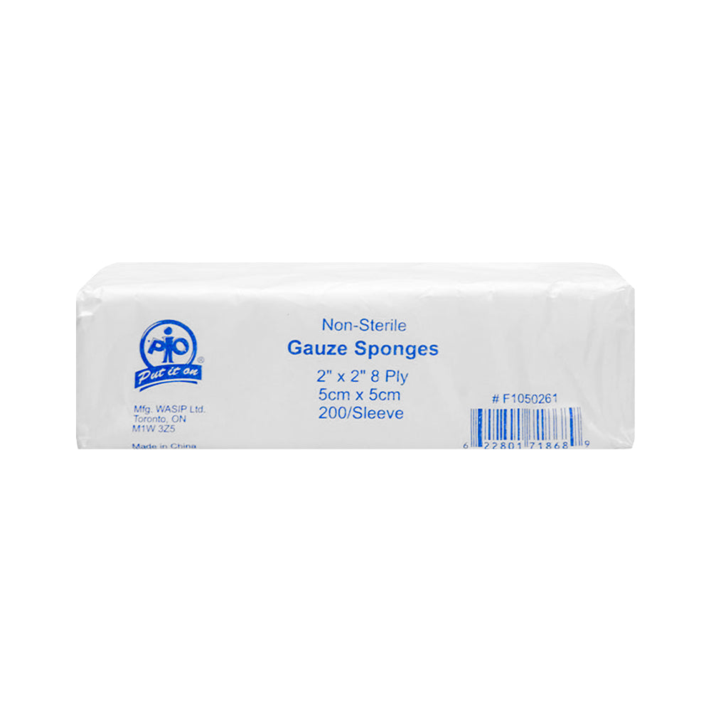 Éponges de gaze Wasip - 8 plis - 5 cm x 5 cm (2" x 2") - Paquet de 200