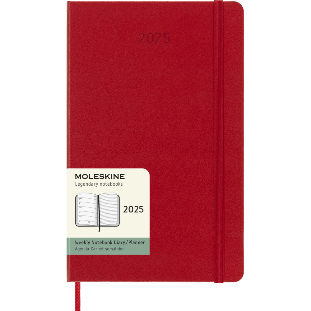 Moleskine 2025 Weekly Large Hard Cover Planner - 5" x 8.25" - Scarlet Red