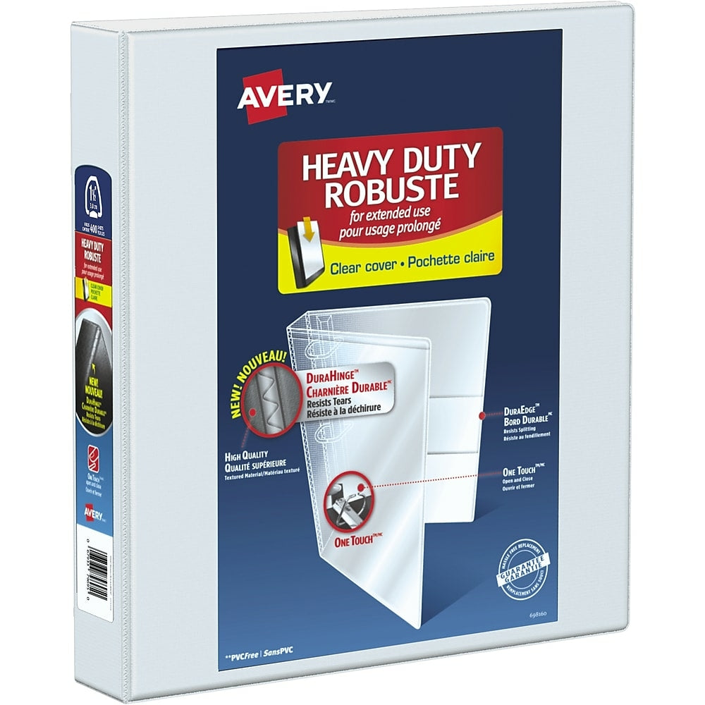 Classeur robuste Avery, anneau en D verrouillable One Touch, taille 1-1/2 po, blanc (79795)