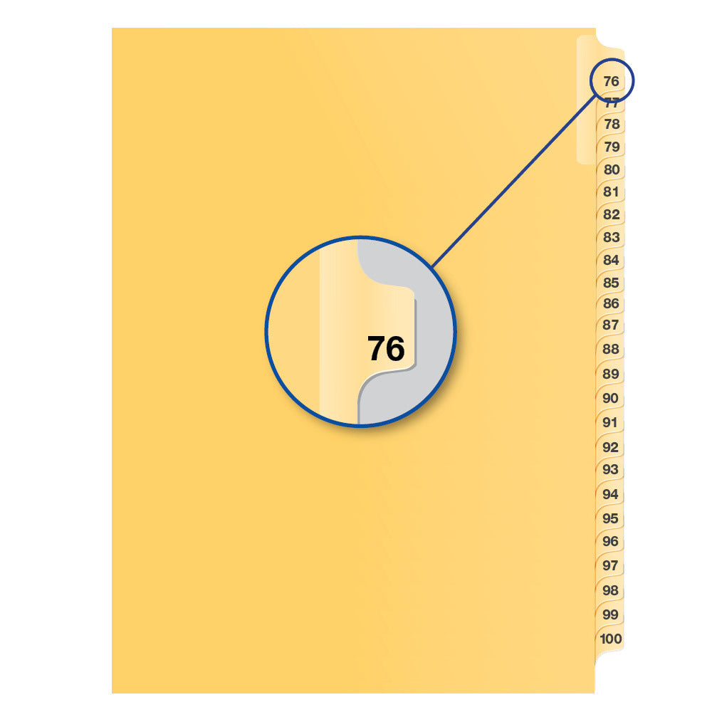Legal Exhibit Dividers Buff #76, Letter Size, Pack of 25