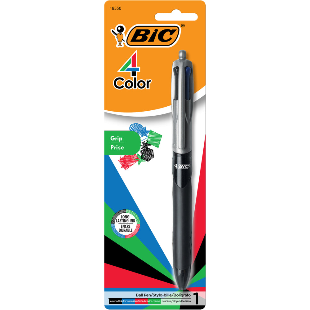 Stylo à bille BIC 4 couleurs Grip - Rétractable - 1,0 mm
