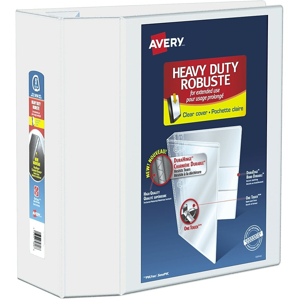 Classeur robuste Avery, anneau en D verrouillable One Touch, 5 po, blanc (79706)