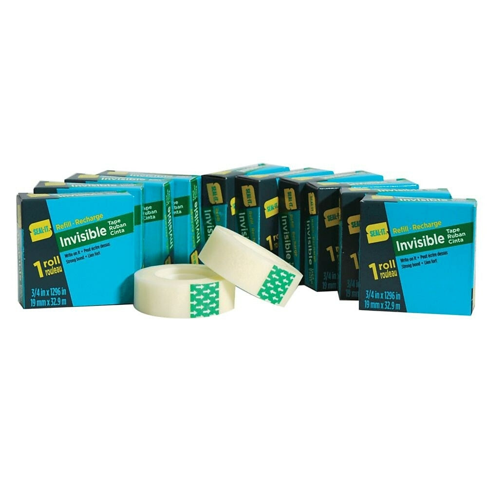 Rouleaux de recharge de ruban adhésif invisible Seal-It, 1,9 cm x 3 296 cm, paquet de 12