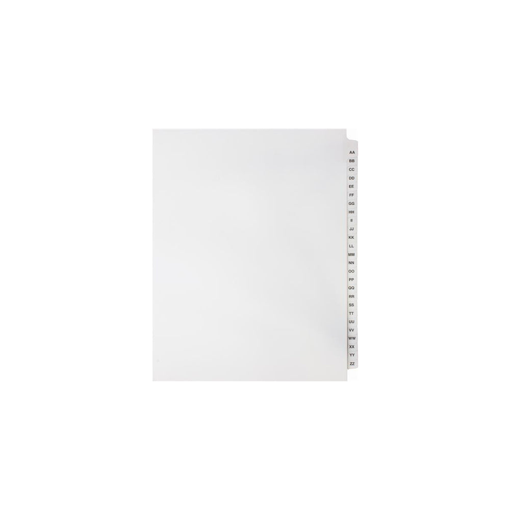 Sterling Alpha Sets Tabs, Letters AA-ZZ, White, Letter Size, 1/26th Cut, 26/set, 1/pk