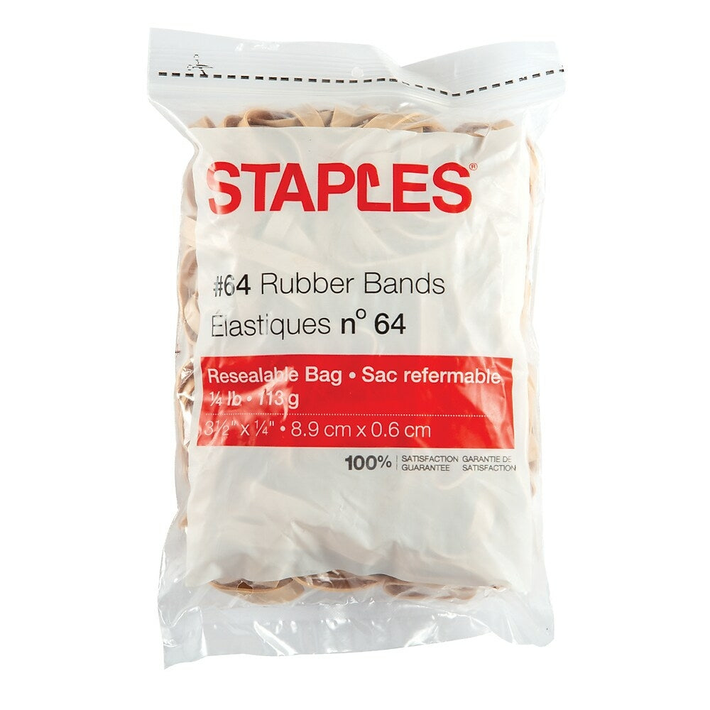 Staples Economy Rubber Bands - Size #64 - 1/4 lb. Bag