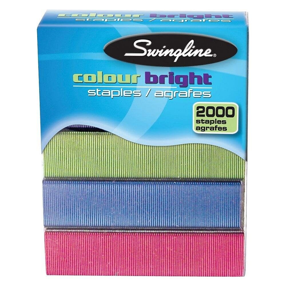 Agrafes Swingline 1/4" couleur vive, paquet de 2 000